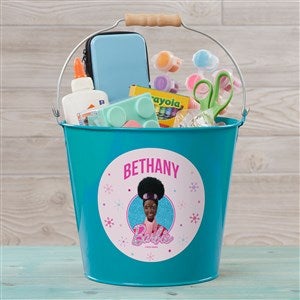 Merry  Bright Barbie™ Personalized Christmas Large Treat Bucket-Turquoise - 46018-TL