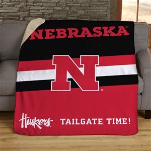 NCAA Stripe Nebraska Cornhuskers Personalized 60x80 Sherpa Blanket - 46020-SL