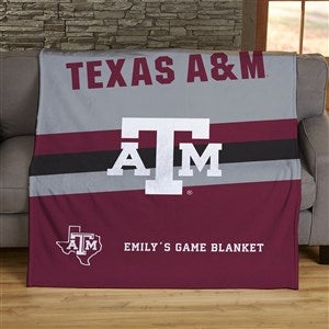 NCAA Stripe Texas AM Aggies Personalized 60x80 Plush Fleece Blanket - 46023-FL