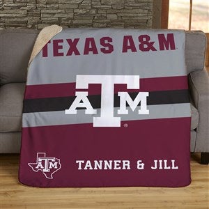 NCAA Stripe Texas AM Aggies Personalized 50x60 Sherpa Blanket - 46023-S