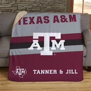 NCAA Stripe Texas AM Aggies Personalized 60x80 Sherpa Blanket - 46023-SL