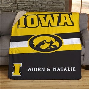 NCAA Stripe Iowa Hawkeyes Personalized 60x80 Sherpa Blanket - 46029-SL