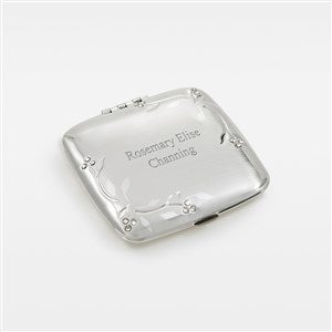 Engraved Leaves  Vines Silver Compact - 46106