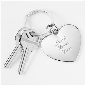 Engraved Classic Silver Heart Keychain - 46108