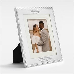 Engraved Wedding Silver Beaded 8x10 Picture Frame-  Vertical/Portrait - 46191-V