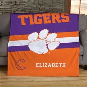 NCAA Stripe Clemson Tigers Personalized 60x80 Plush Fleece Blanket - 46226-FL