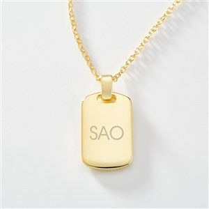 Engraved 14K Gold Plated Sterling Silver Dog Tag Necklace - Vertical - 46258-V