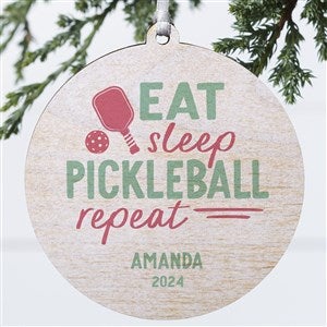 Pickleball Personalized Wood Christmas Ornament - Large - 46275-1W