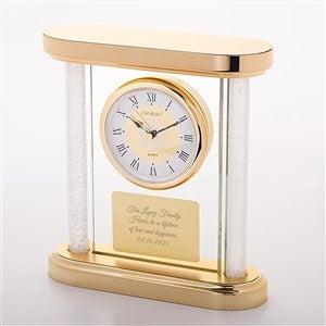 Engraved Gold and Glass Column Clock - 46302