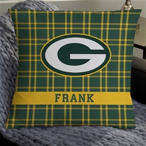 NFL Green Bay Packers Plaid Personalized 18quot; Throw Pillow - 46315-L
