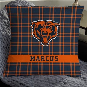 NFL Chicago Bears Plaid Personalized 18quot; Throw Pillow - 46320-L