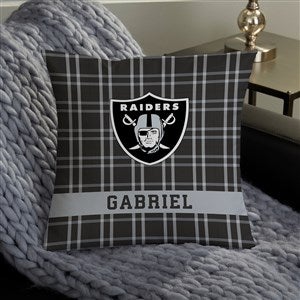 NFL Las Vegas Raiders Plaid Personalized 14quot; Throw Pillow - 46332-S