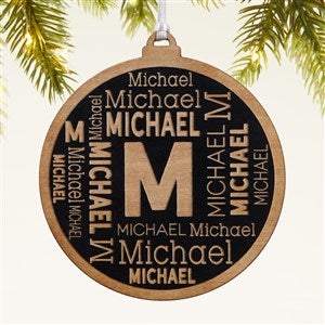 Christmas Repeating Name Personalized Wood Ornament - Black - 46345-BLK