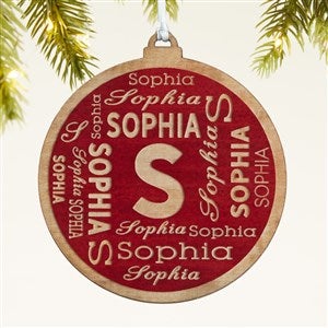 Christmas Repeating Name Personalized Wood Ornament - Maple - 46345-R