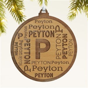 Christmas Repeating Name Personalized Wood Ornament - Natural - 46345-N