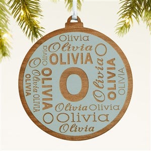 Christmas Repeating Name Personalized Wood Ornament - Blue - 46345-B