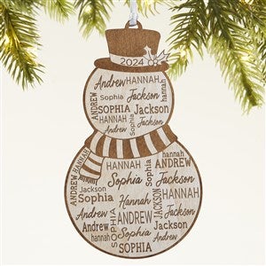 Snowman Repeating Name Personalized Wood Ornament- Whitewash - 46346-W