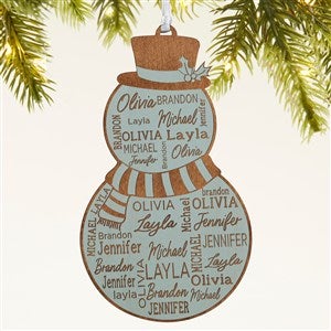Snowman Repeating Name Personalized Wood Ornament - Blue - 46346-B