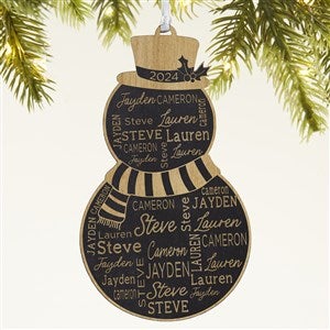 Snowman Repeating Name Personalized Wood Ornament - Black - 46346-BLK