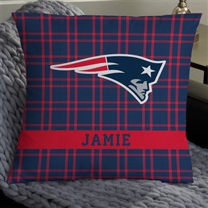 NFL New England Patriots Plaid Personalized 18quot; Throw Pillow - 46402-L