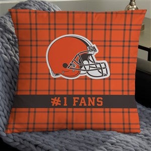 NFL Cleveland Browns Plaid Personalized 18quot; Throw Pillow - 46403-L