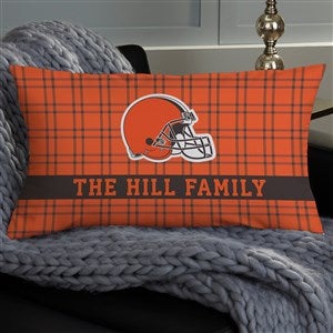NFL Cleveland Browns Plaid Personalized Lumbar Throw Pillow - 46403-LB