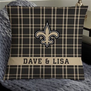 NFL New Orleans Saints Plaid Personalized 18" Throw Pillow - 46404-L