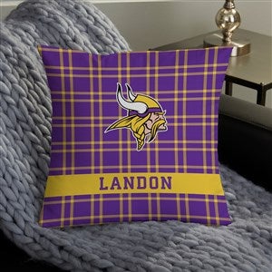 NFL Minnesota Vikings Plaid Personalized 14quot; Throw Pillow - 46405-S