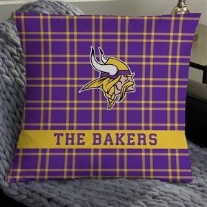 NFL Minnesota Vikings Plaid Personalized 18 Throw Pillow - 46405-L