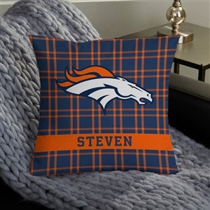 NFL Denver Broncos Plaid Personalized 14" Throw Pillow - 46406-S