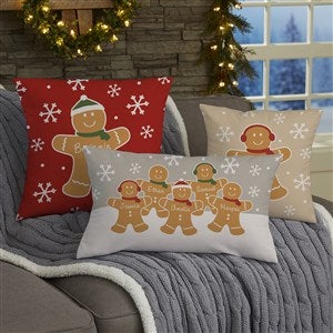 Gingerbread Family Personalized Christmas Lumbar Pillow