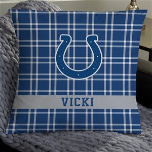 NFL Indianapolis Colts Plaid Personalized 18 Throw Pillow - 46446-L