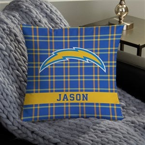 NFL Los Angeles Chargers Plaid Personalized 14quot; Throw Pillow - 46448-S