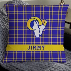 NFL Los Angeles Chargers Plaid Personalized 18 Throw Pillow - 46449-L