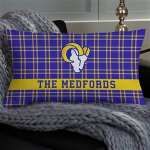 NFL Los Angeles Chargers Plaid Personalized Lumbar Throw Pillow - 46449-LB