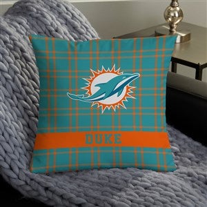 NFL Miami Dolphins Plaid Personalized 14quot; Throw Pillow - 46452-S