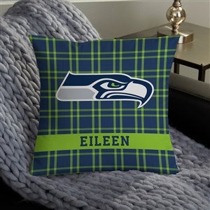 NFL Seattle Seahawks Plaid Personalized 14" Throw Pillow - 46455-S