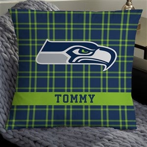 NFL Seattle Seahawks Plaid Personalized 18" Throw Pillow - 46455-L