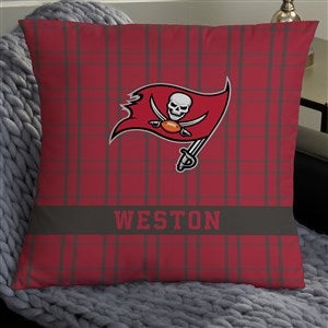 NFL Tampa Bay Buccaneers Plaid Personalized 18" Throw Pillow - 46456-L