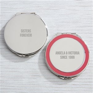 Engraved Pink and Silver Compact Mirror - 46565