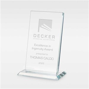 Personalized Logo Slanted Glass Recognition Award - Medium - 46754