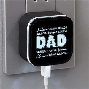 Dad Repeating Name Personalized LED Triple Port USB Charger - 46759