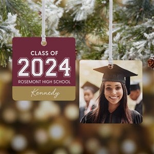 Collegiate Year Personalized Graduation Ornament- 2.75quot; Metal - 2 Sided - 46790-2M