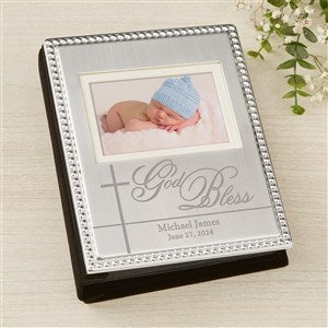 God Bless Engraved Silver Beaded Mini Photo Album - 46830