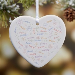 Blooming Heart Personalized Heart Ornament- 3.25quot; Glossy - 1 Sided - 46923-1