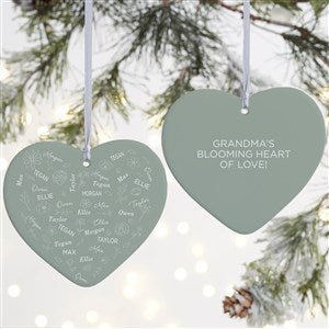 Blooming Heart Personalized Heart Ornament- 4quot; Matte - 2 Sided - 46923-2L
