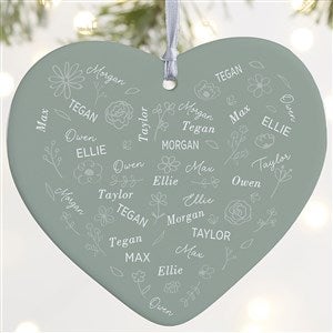 Blooming Heart Personalized Heart Ornament- 4quot; Matte - 1 Sided - 46923-1L