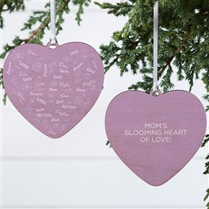 Blooming Heart Personalized Heart Ornament- 4quot; Wood - 2 Sided - 46923-2W