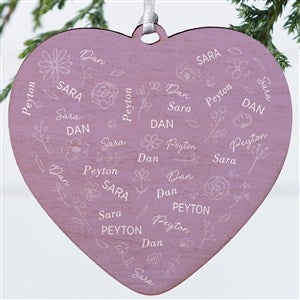 Blooming Heart Personalized Heart Ornament- 4quot; Wood - 1 Sided - 46923-1W