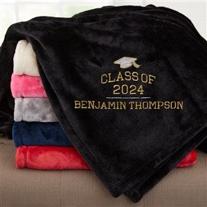 The Graduate Embroidered Fleece Blanket - 60x80 Black - 46955-LB